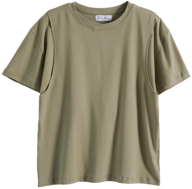 Babyshare 韓版寬鬆顯瘦素色全棉短袖授乳上衣 外出居家