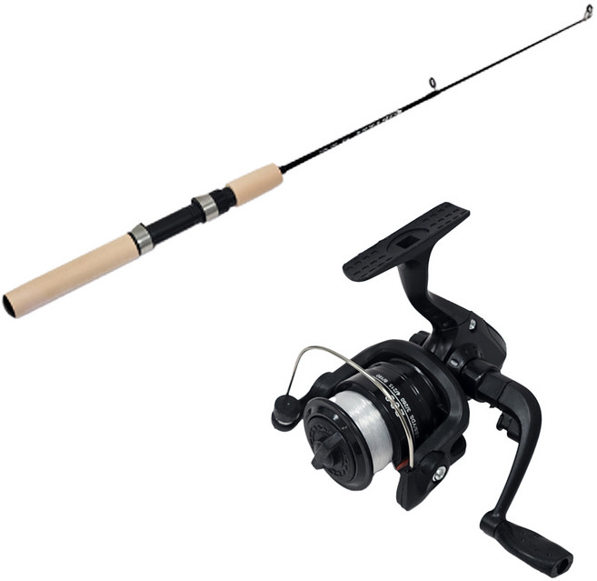 NR 얼음낚시대 스피닝릴 세트, 블랙
