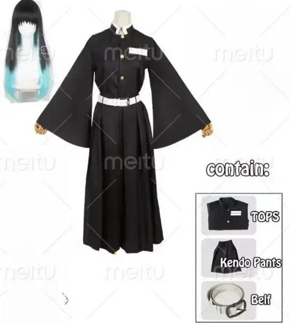 enfa Kisatsutai Muichirou 유니폼 Yaiba 의상 No perruque Kimetsu 코스프레 halloween Tokitou 애니메이션 pour Costume