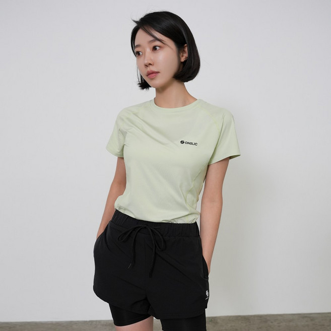 [콘치웨어] 액티브 쿨 엣지 숏 슬리브 필라테스 요가 상의 기능성 티셔츠