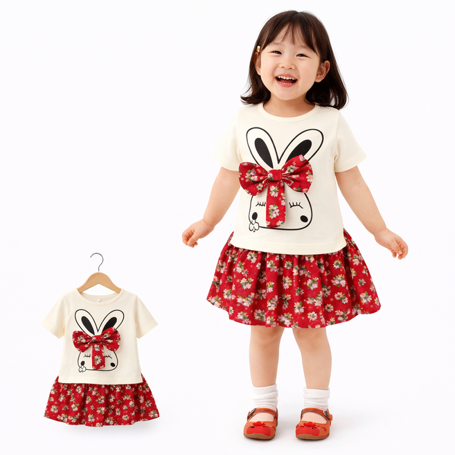 여아 여름 원피스 공주풍 퍼프소매 플로럴 나들이룩