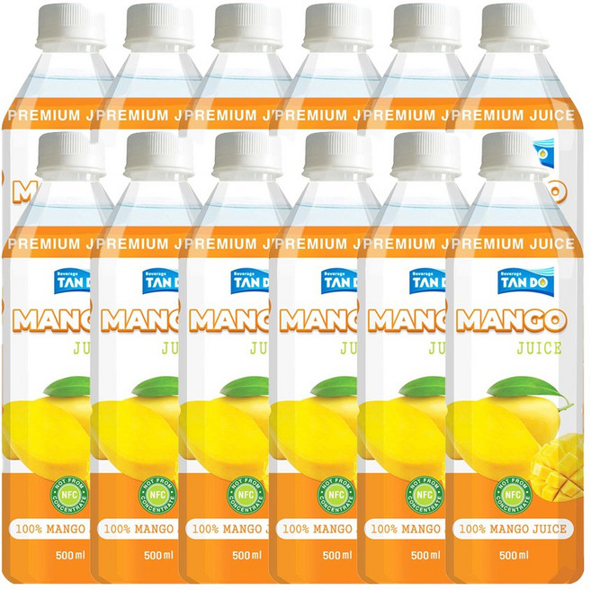 RFC 저온 살균 망고 주스 100%, 12개, 500ml