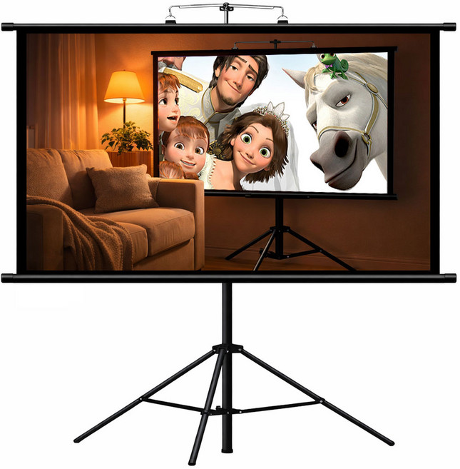 [당일배송]특허받은 삼각대스크린 빔스크린 가방포함 빔프로젝터스크린 프로젝터스크린 4:3/16:9 호환 40/60/80/100/120인치/울트라매트원단/캠핑용/회의용/이동형/가정용, 80인치스크린+삼각대(가방증정)