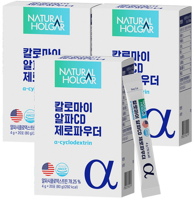 칼로마이 알파CD 제로파우더 20포 분말 식약청인증 100% HACCP, 80g, 3개