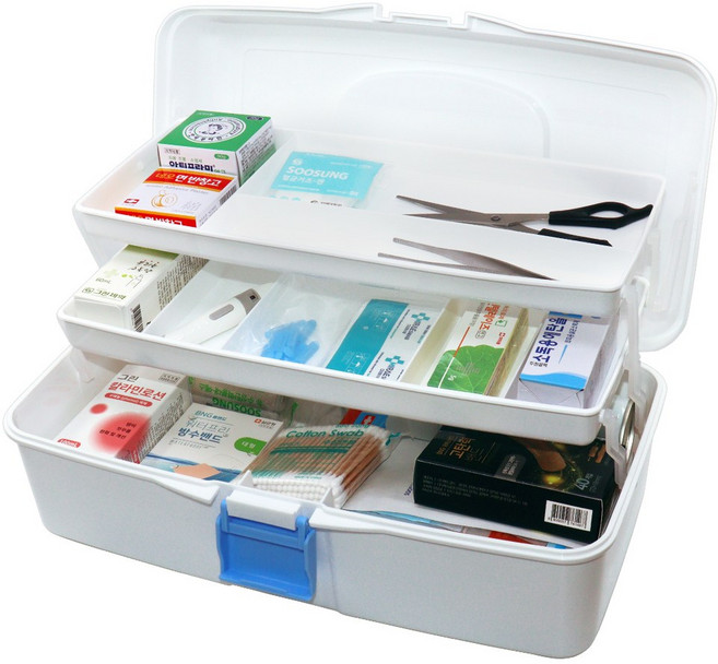 [케이솔루션] 국내산 튼튼한 구급함 구급상자세트, 1개, 대형22종 3단구성 H타입