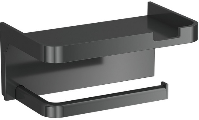 강력접착 라이프툴스 무타공 휴지걸이 핸드폰 거치대, 1개, 시크블랙