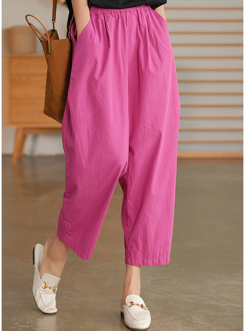 패션고리 여성 스판 밴딩 캐주얼 배기바지 H872