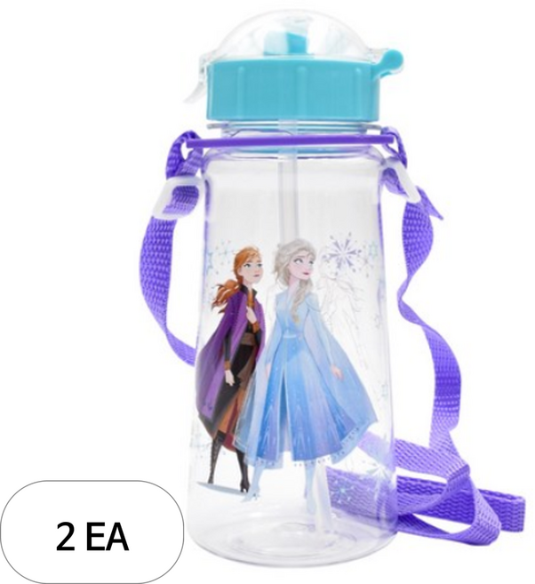 릴팡 겨울왕국2 프리미엄 트라이탄 어깨끈 빨대물병, 혼합색상, 450ml, 2개