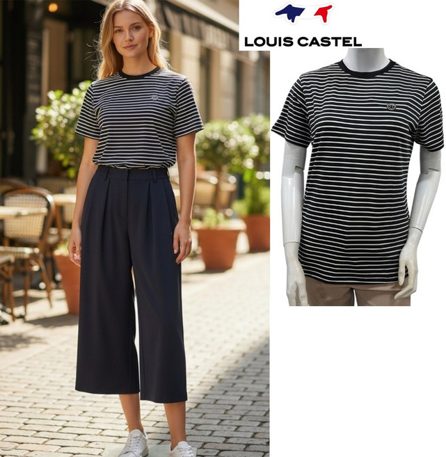 루이까스텔 여성 골프웨어 여름 스트라이프 스마일 루카 반팔티 7LOTS408B