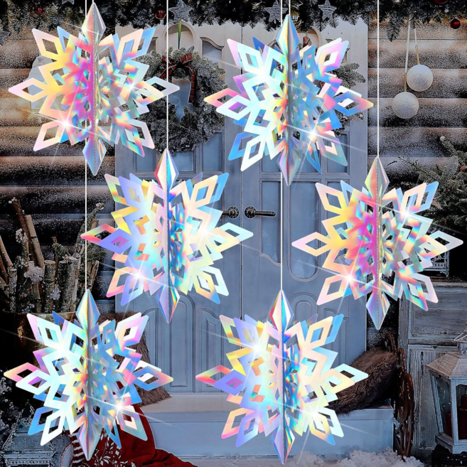 마이드 크리스마스 트리 오너먼트 눈꽃 모빌 6P, 오로라, 6개