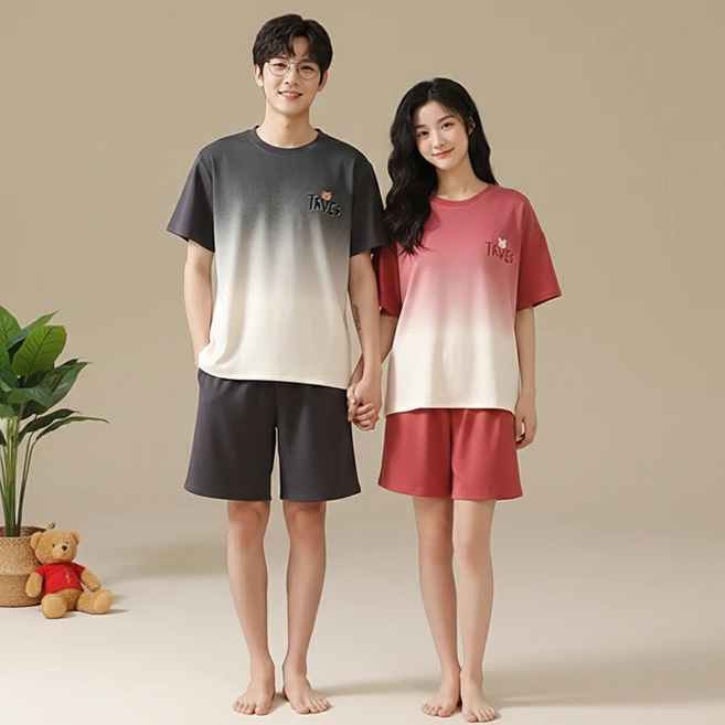 6위 - 아르테리에 반팔 커플잠옷 순면 남녀 파자마 면100%