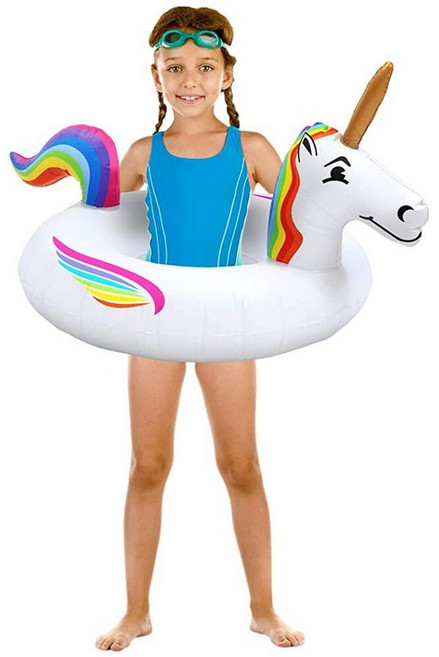 GoFloats 유니콘 수영장 파티 튜브 - 공기 주입식 래프트 어린이 및 성인 주니어 멀티, 파티 튜브 주니어