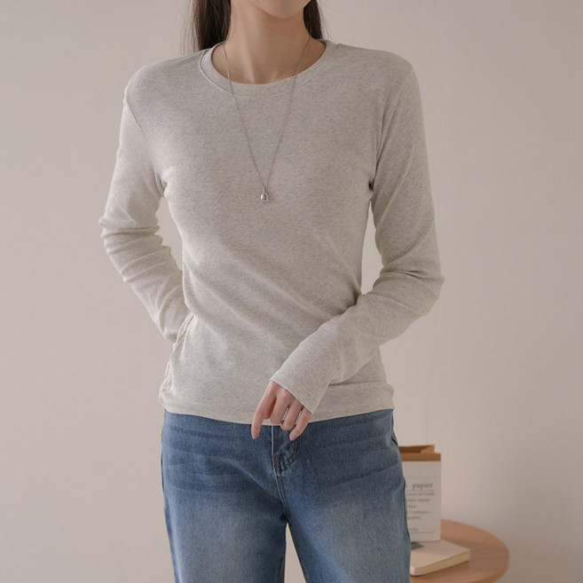 데일리앤 순수 여성 기본 잔골지 면 모달 스판 레이어드 긴팔 티셔츠 봄 가을