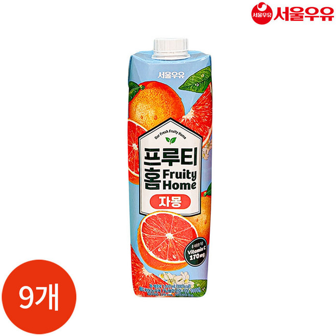 CL 서울우유 프루티 홈 자몽 1000ml x 9개, 1L