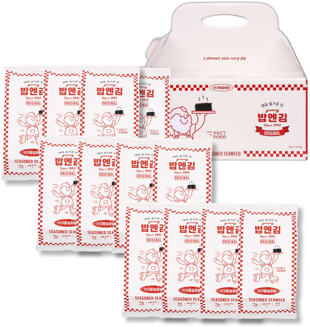 밥엔김 곱창김 프리미엄 조미 12봉 밥할아버지 선물세트1호, 12개, 15g