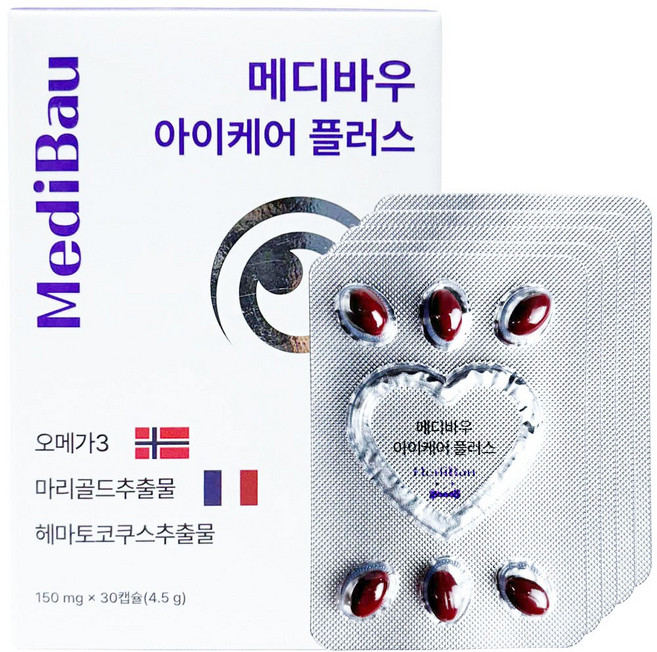 메디바우 아이케어 플러스 강아지 눈영양제 오메가3 루테인 백내장, 30정, 눈물개선/눈건강, 1개