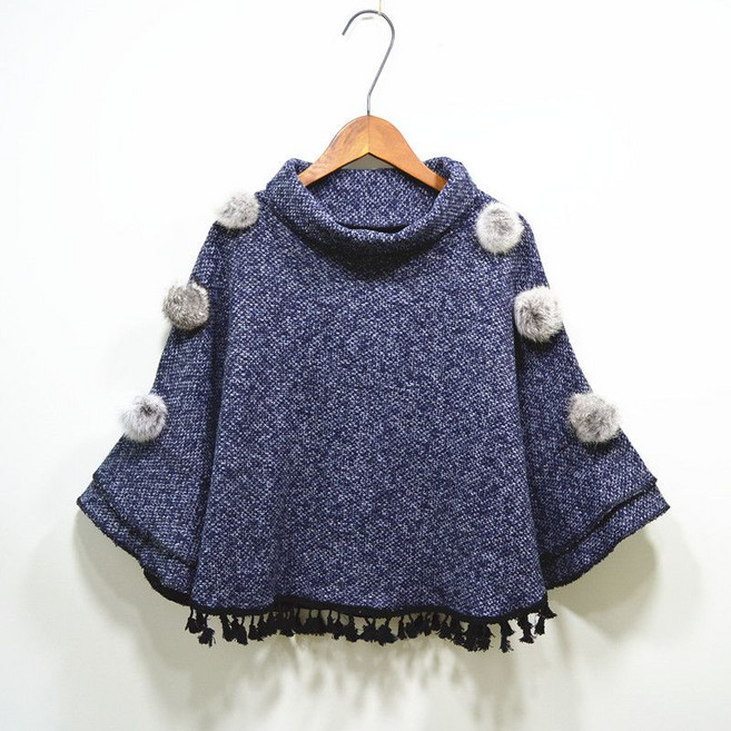 다중성 여성 가을 겨울 7부소매 숄 루즈핏 가오리 태슬 케이프 코트 25hn11jj