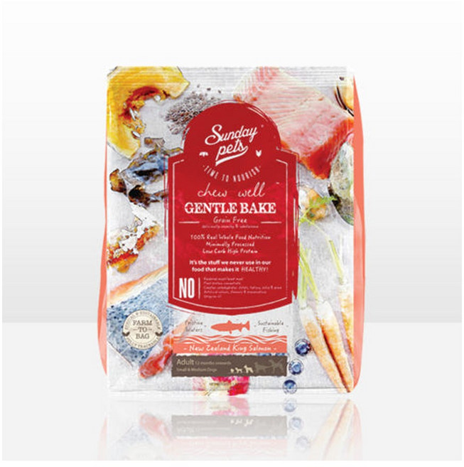 덴탈껌 증정 선데이펫 젠틀베이크 오븐베이크 그레인프리 글루텐프리 LID 강아지사료, 연어, 1.3kg, 1개
