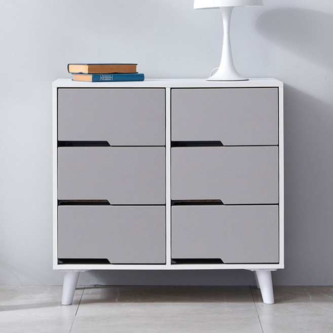 PNP H-C7176 시즌2 6칸 서랍장 785 국내제작 생산 다용도 핸드리스 철레일 사선발통 견고한, 그레이화이트