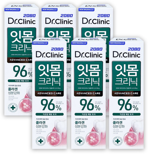 2080 닥터크리닉 잇몸치약, 120g, 6개