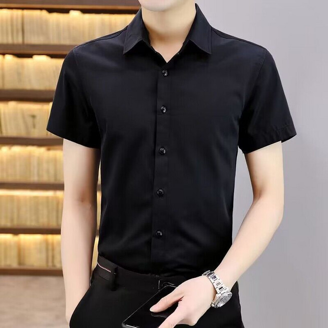 短袖襯衫男士2026夏季新款薄款潮流休閒時尚五分半袖條紋襯衣男裝