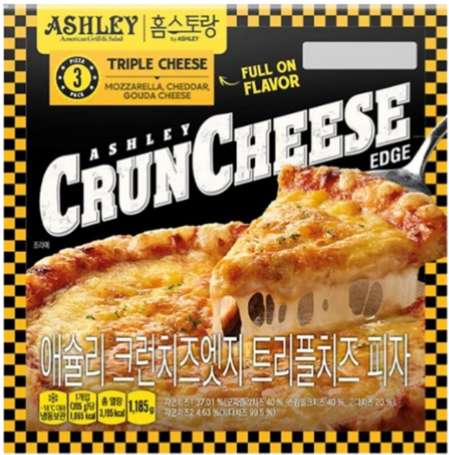 애슐리 크런치즈엣지 트리플 치즈 피자 3판 세트, 395g, 3개
