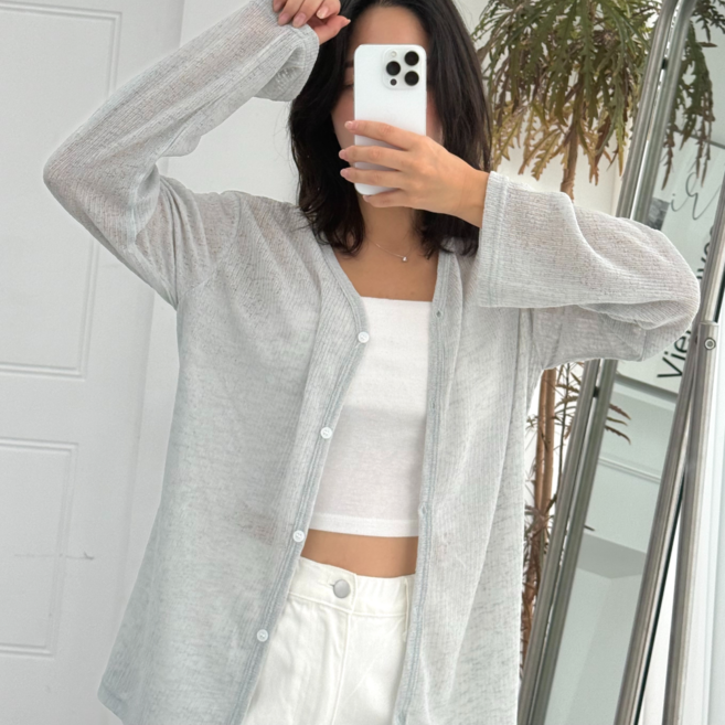 누보마켓 날씬해보이는 여성 여름 간절기 얇은 브이넥 가디건