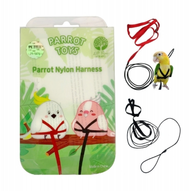 나일론 하네스 가슴줄 (블랙&레드) Extra small 코뉴어 썬코 퀘이커 세네갈 카이큐 한스마카우 로리 목도리앵무 앵무새용품 조류용품 앵무새훈련