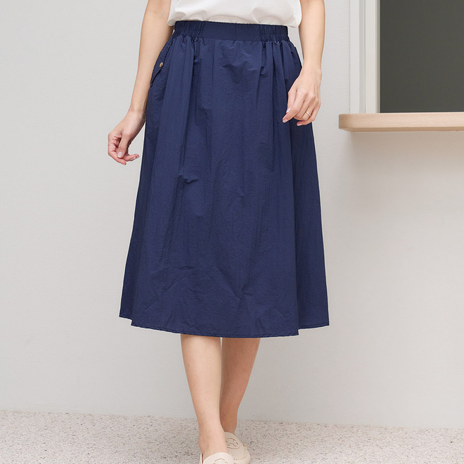 이브바바 쿨 인견 A라인 하프 밴딩 롱 플레어 스커트