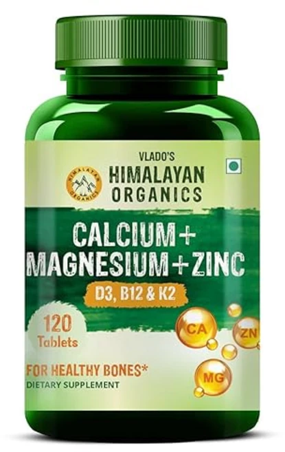 Vlado's Himalayan Organics Calcium Magnesium Zinc Tablets with Vitamin D3 K2 Vitamin B12 - Bone He, 2개, 120정 - 쿠팡