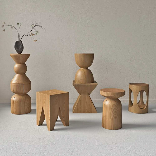 블랙 우드스툴 작품 촬영 협탁 통원목 오브제 다이, 1개, 스타일K (블랙) 직경 32 높이 45CM