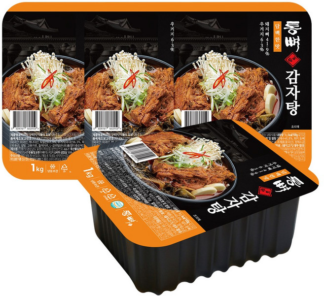 통뼈감자탕 [통뼈감자탕 보통맛] 부산 20년 전통의 맛 그대로 감자탕, 보통맛 4팩/단품, 4개, 1kg