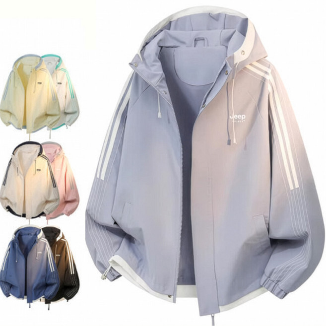 지프스피릿 남녀공용 후드 바람막이 집업 프레피 캐주얼 JP6082