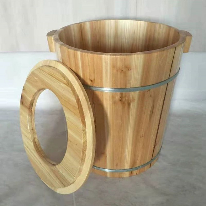 편백나무 좌훈기 원목 좌욕기 치질 찜질 항문 낮은 훈증기 쑥뜸 습식 편백 히노끼 의자, C. 40cm 통 좌식 뚜껑, 1개