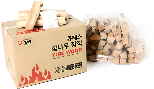 큐레스 3중 방습 국산 참나무 장작, 20kg, 1개