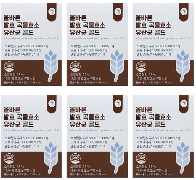 올바른 발효 곡물효소 유산균 골드, 90g, 6개