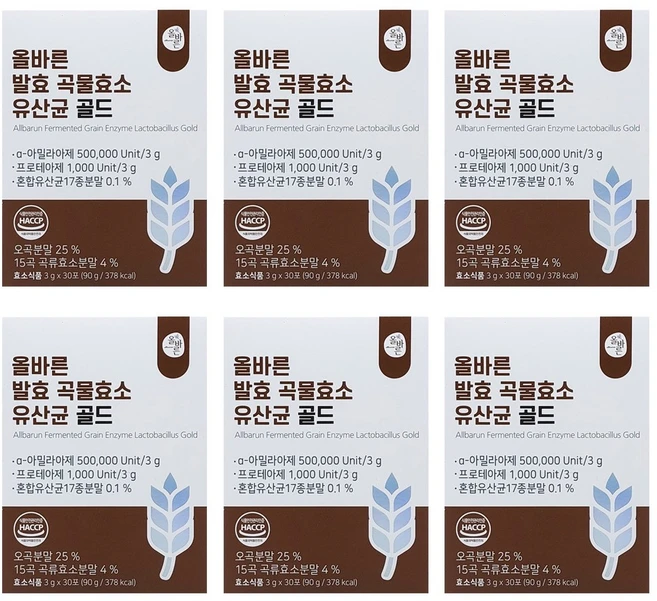 올바른 발효 곡물효소 유산균 골드, 90g, 6개 - 쿠팡