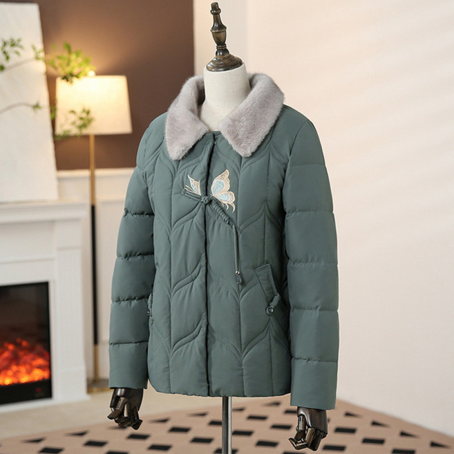 COSYEVNO 중년 여성 패딩 겨울 자수 보온 패션 날씬해 보이는 프리미엄 코트 LFHmmyrf-5