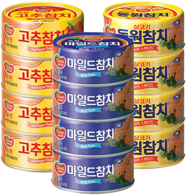 동원 살코기참치90g x 4개 + 고추참치90g x 4개 + 마일드참치90g x 4개, 1개