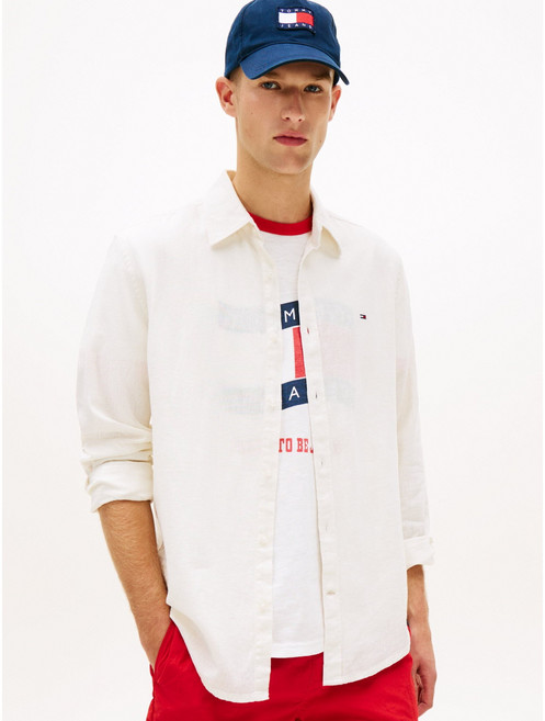 타미힐피거 레귤러 핏 린넨 블렌드 셔츠 (T32G1WSH32TMT1YBL)