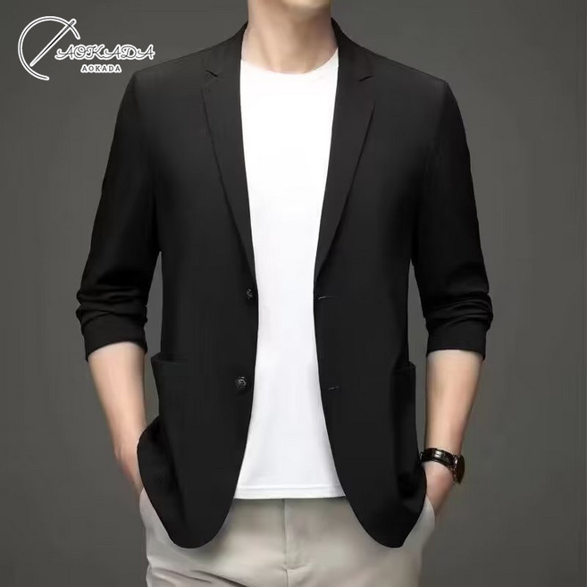 AOKADA 남성 여름 슬림핏 얇은 면접복장 직장인 세미정장 쿨 남자정장