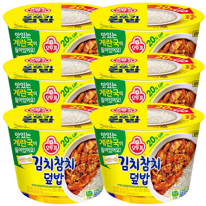 오뚜기 컵밥 김치참치덮밥+계란국, 6개, 315g