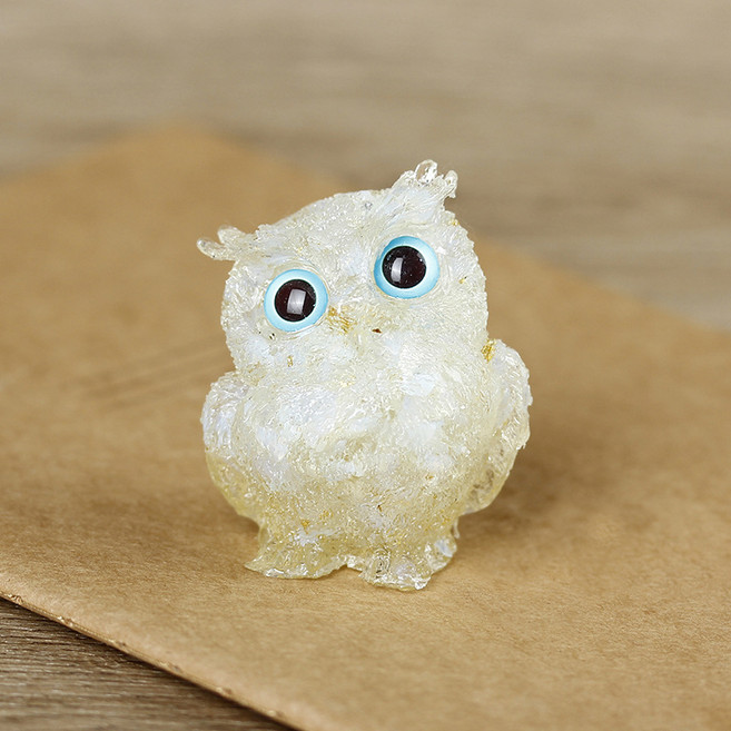 크리스털 부엉이 식탁 장식 금전운 세공품, 오팔+금박