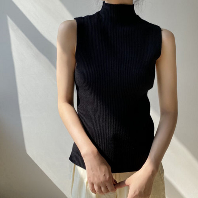 티큐 데일리 반목 골지 니트 나시 W158