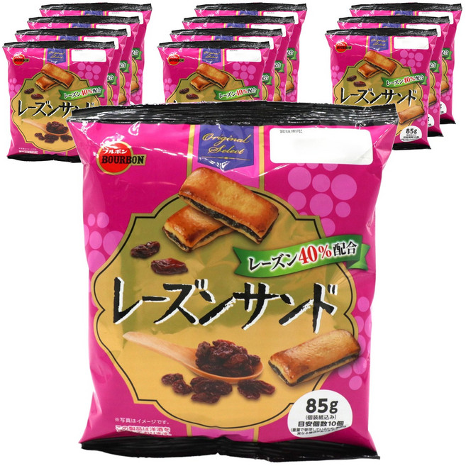 BOURBON 北日本 葡萄乾夾心餅乾 10入, 12個, 85g