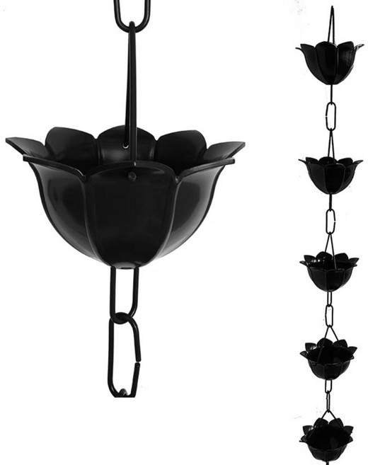 일본식 처마 물받이 배수관 빗물받이 낙수 레인체인 인테리어 카페 낙수관, (알루미늄 합금) 꽃잎 1미터, 1개