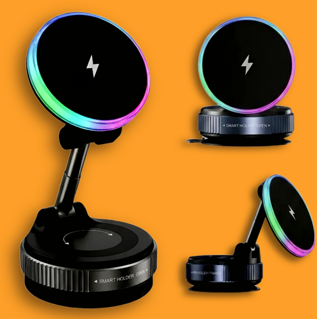 카로로 차량 진공 흡착 무선충전 맥세이프 휴대폰 거치대, 검정, QR-2A