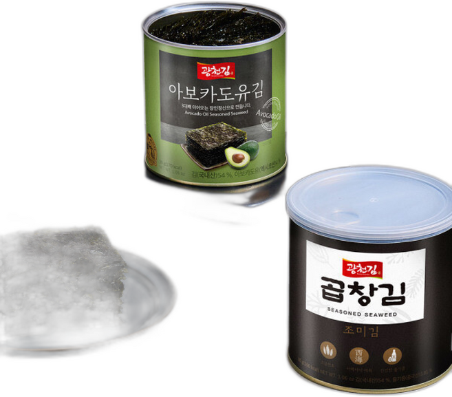 광천김 캔김 특별혼합구성 특가전 곱창김캔김2+아보카도유캔김2, 30g