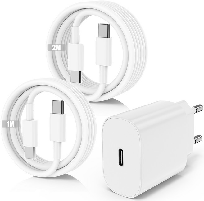 루미아코어 GaN PD3.0 PPS 25W c타입고속 충전기 + C타입 60W 케이블 고속충전 2m, 화이트, 1세트