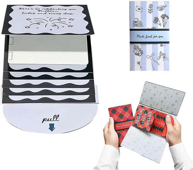 루베이 크리스마스카드 견고한 종이 강력 제본 다중 포켓 현금/선물카드/보관책, 1개, 그레이